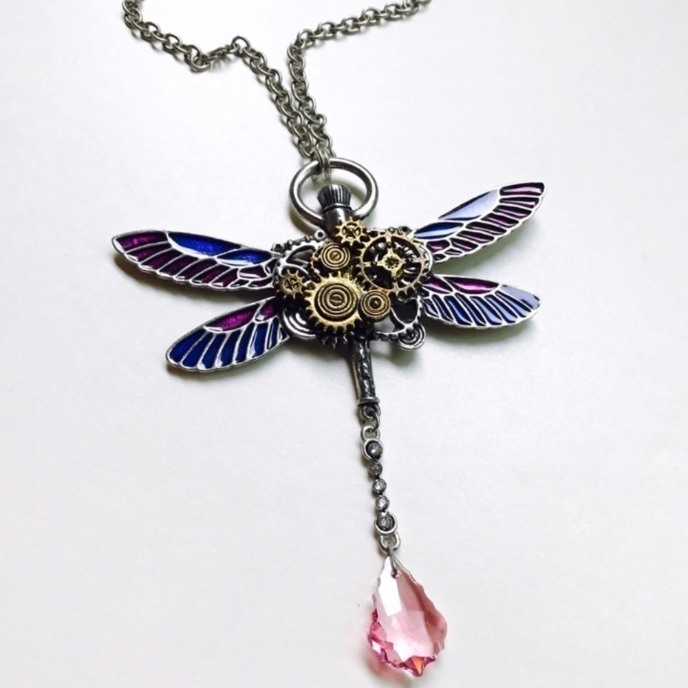 Enameled Dragonfly Swarovski Alchemy Pendant